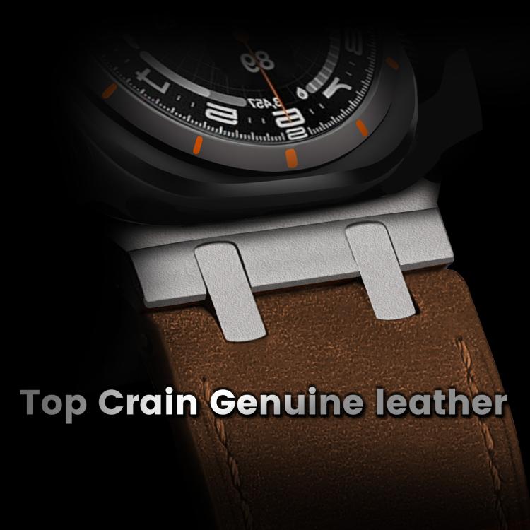 For Samsung Galaxy Watch Ultra 47mm / Ultra 2025 Crazy Horse Leather Watch Band(Black+Titanium) by bashfashion