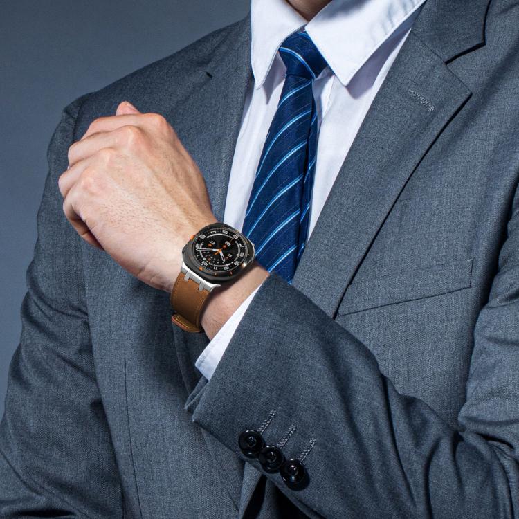 For Samsung Galaxy Watch Ultra 47mm / Ultra 2025 Crazy Horse Leather Watch Band(Black+Titanium) by bashfashion