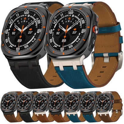 For Samsung Galaxy Watch Ultra 47mm / Ultra 2025 Crazy Horse Leather Watch Band(Black Brown+Black Buckle) by bashfashion