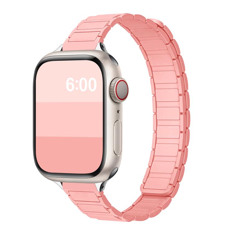 For Apple Watch 42mm / 41mm / 40mm / 38mm Tri-beads I-shaped Slim Magnetic Silicone Watch Band(Frosted) by bashfashion
