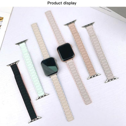For Apple Watch 42mm / 41mm / 40mm / 38mm Tri-beads I-shaped Slim Magnetic Silicone Watch Band(Starlight with Pink Sand) by bashfashion