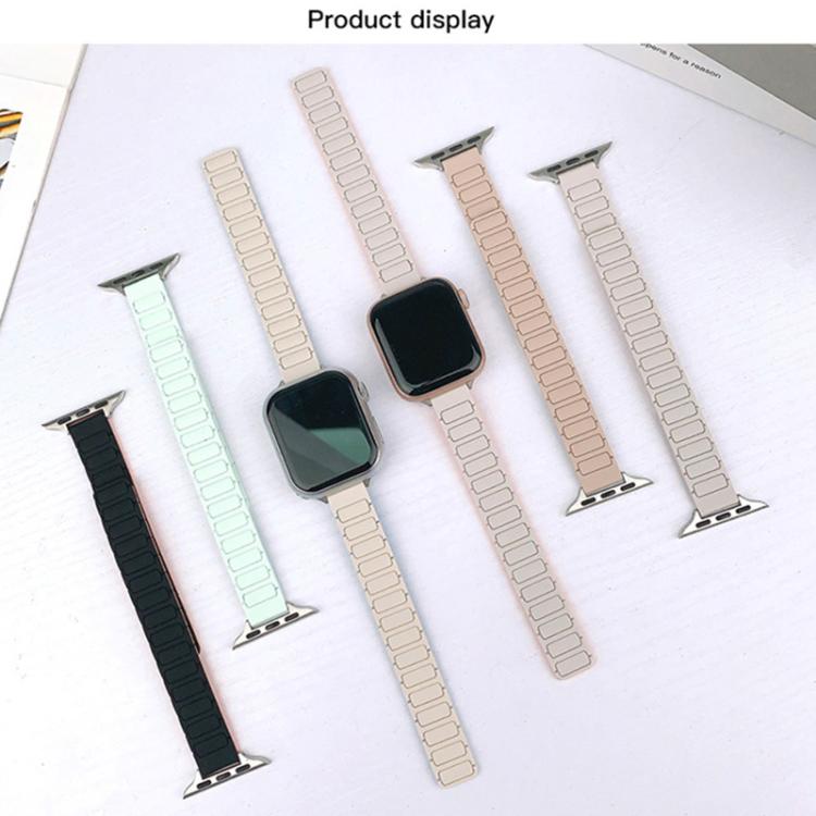 For Apple Watch 42mm / 41mm / 40mm / 38mm Tri-beads I-shaped Slim Magnetic Silicone Watch Band(Starlight) by bashfashion