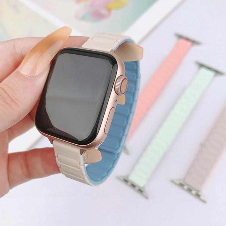 For Apple Watch 42mm / 41mm / 40mm / 38mm Tri-beads I-shaped Slim Magnetic Silicone Watch Band(Frosted) by bashfashion