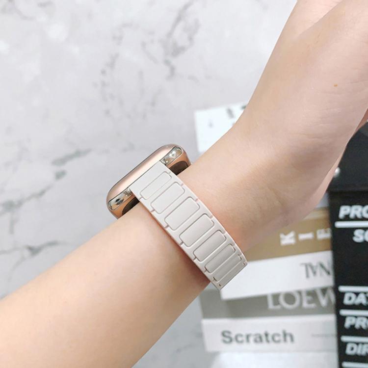 For Apple Watch 46mm / 49mm / 45mm / 44mm Tri-beads I-shaped Slim Magnetic Silicone Watch Band(Frosted) by bashfashion