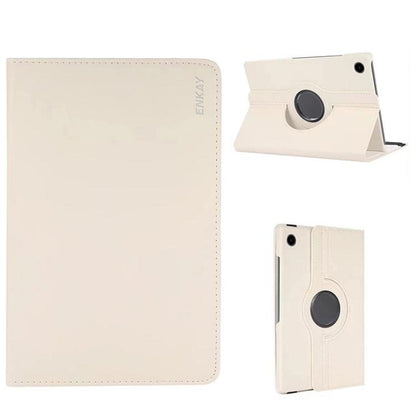 For Samsung Galaxy Tab A9+ 11.0 ENKAY 360 Degree Rotation Litchi Leather Smart Tablet Case(White) by ENKAY