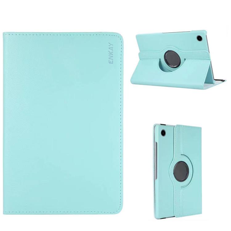 For Samsung Galaxy Tab A9 8.7 ENKAY 360 Degree Rotation Litchi Leather Smart Tablet Case(Light Blue) by ENKAY