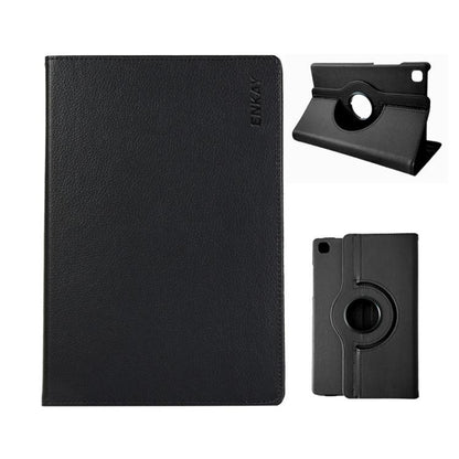 For Samsung Galaxy Tab A7 Lite 8.7 ENKAY 360 Degree Rotation Litchi Leather Smart Tablet Case(Black) by ENKAY
