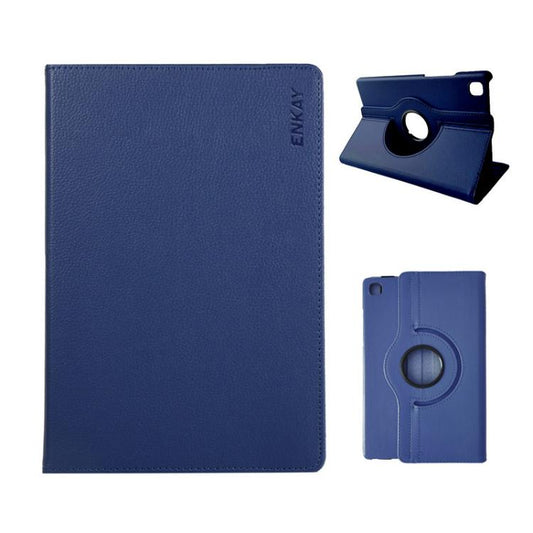 For Samsung Galaxy Tab A7 Lite 8.7 ENKAY 360 Degree Rotation Litchi Leather Smart Tablet Case(Dark Blue) by ENKAY