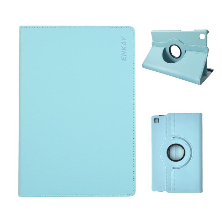 For Samsung Galaxy Tab A7 Lite 8.7 ENKAY 360 Degree Rotation Litchi Leather Smart Tablet Case(Light Blue) by ENKAY
