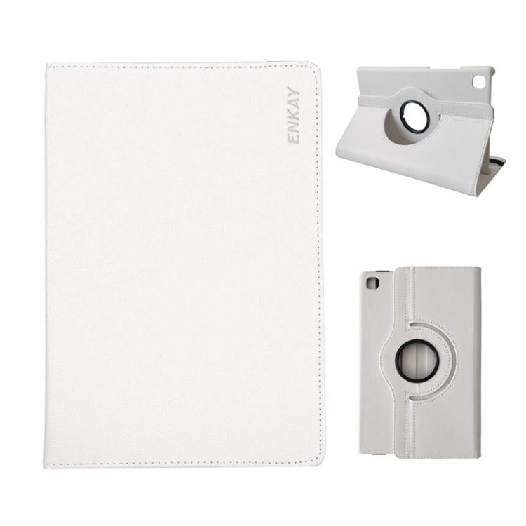 For Samsung Galaxy Tab A7 Lite 8.7 ENKAY 360 Degree Rotation Litchi Leather Smart Tablet Case(White) by ENKAY
