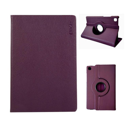 For Samsung Galaxy Tab A7 Lite 8.7 ENKAY 360 Degree Rotation Litchi Leather Smart Tablet Case(Dark Purple) by ENKAY
