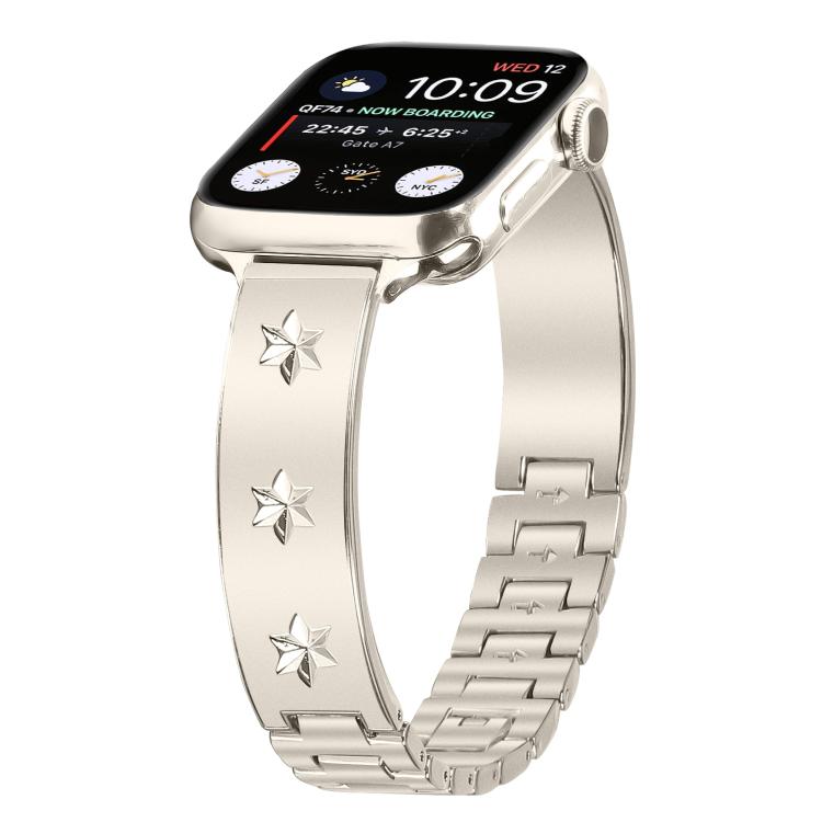 For Apple Watch 46mm / 49mm / 45mm / 44mm Snowflake Petals Bracelet Metal Watch Band(Starlight) by bashfashion