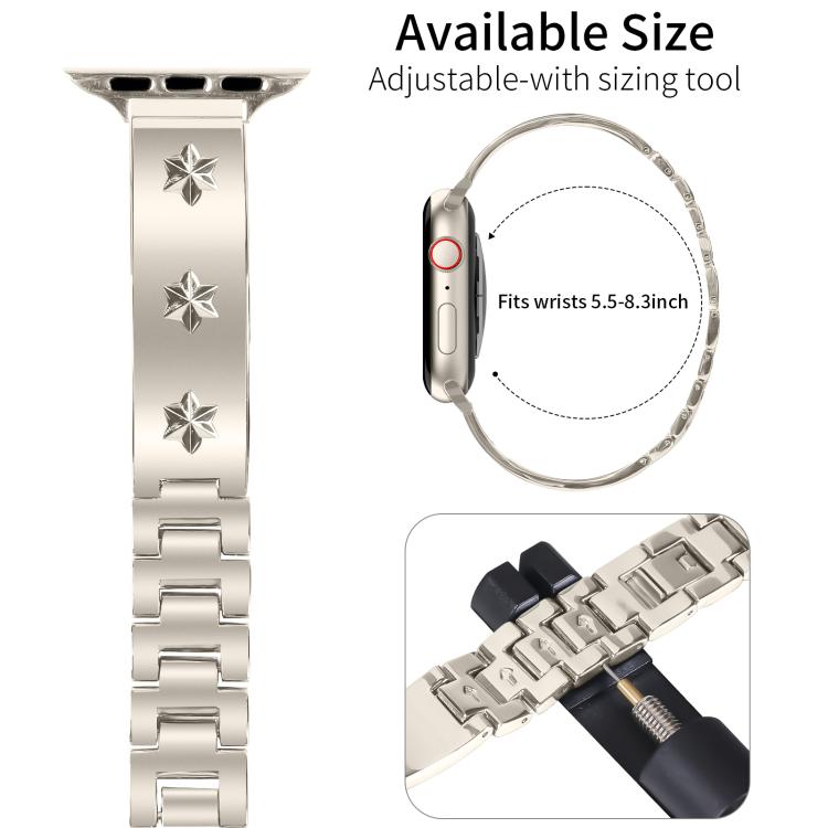 For Apple Watch 46mm / 49mm / 45mm / 44mm Snowflake Petals Bracelet Metal Watch Band(Starlight) by bashfashion