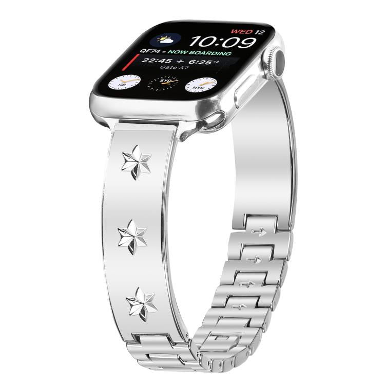For Apple Watch 46mm / 49mm / 45mm / 44mm Snowflake Petals Bracelet Metal Watch Band(Silver) by bashfashion