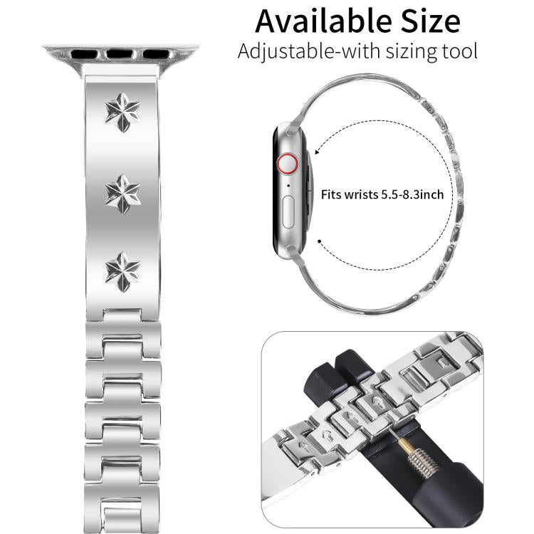For Apple Watch 46mm / 49mm / 45mm / 44mm Snowflake Petals Bracelet Metal Watch Band(Silver) by bashfashion