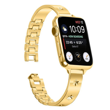 For Apple Watch 42mm / 41mm / 40mm / 38mm Snowflake Petals Bracelet Metal Watch Band(Gold) by bashfashion