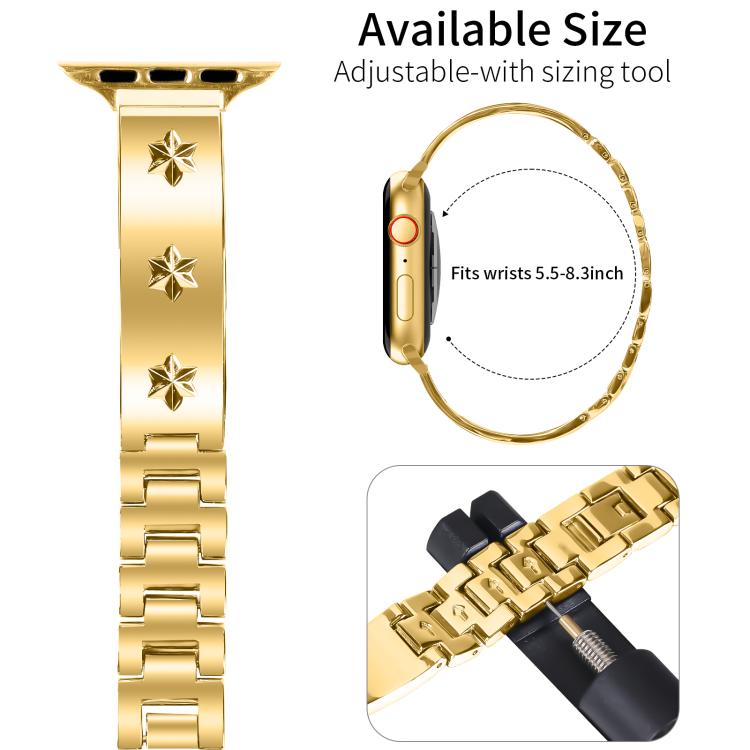 For Apple Watch 42mm / 41mm / 40mm / 38mm Snowflake Petals Bracelet Metal Watch Band(Gold) by bashfashion