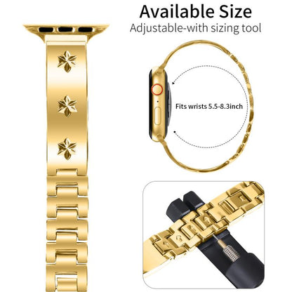 For Apple Watch 42mm / 41mm / 40mm / 38mm Snowflake Petals Bracelet Metal Watch Band(Gold) by bashfashion