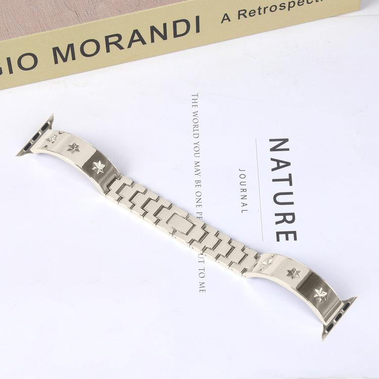 For Apple Watch 42mm / 41mm / 40mm / 38mm Snowflake Petals Bracelet Metal Watch Band(Starlight) by bashfashion