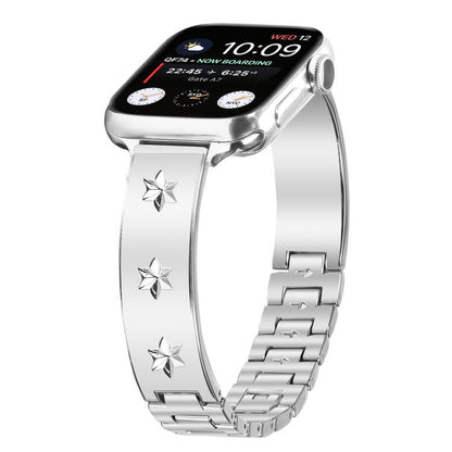 For Apple Watch 42mm / 41mm / 40mm / 38mm Snowflake Petals Bracelet Metal Watch Band(Silver) by bashfashion