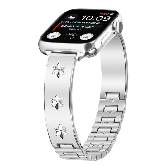 For Apple Watch 42mm / 41mm / 40mm / 38mm Snowflake Petals Bracelet Metal Watch Band(Silver) by bashfashion