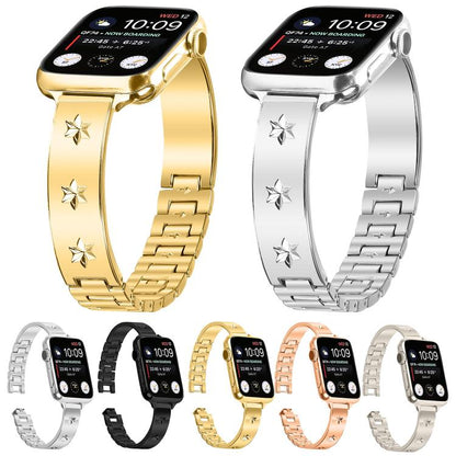 For Apple Watch 46mm / 49mm / 45mm / 44mm Snowflake Petals Bracelet Metal Watch Band(Starlight) by bashfashion