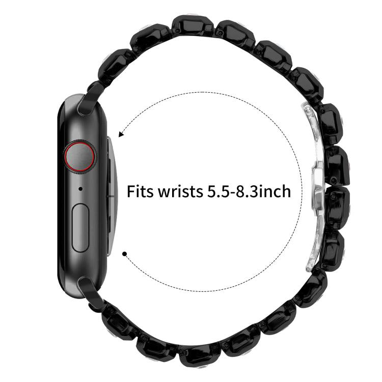 For Apple Watch 46mm / 49mm / 45mm / 44mm Small Square Diamonds Butterfly Buckle Watch Band(Black) by bashfashion