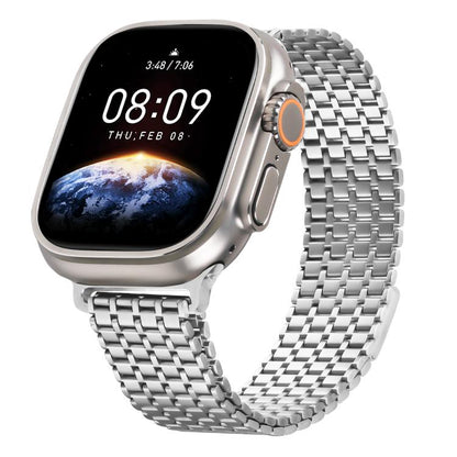 For Apple Watch 42mm / 41mm / 40mm / 38mm Nine-Bead Magnetic Loop Steel Watch Band(Silver) by bashfashion