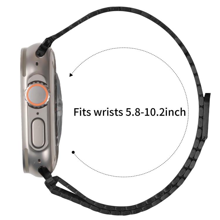 For Apple Watch 46mm / 49mm / 45mm / 44mm Nine-Bead Magnetic Loop Steel Watch Band(Black) by bashfashion