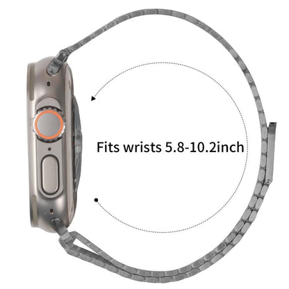 For Apple Watch 46mm / 49mm / 45mm / 44mm Nine-Bead Magnetic Loop Steel Watch Band(Titanium color) by bashfashion