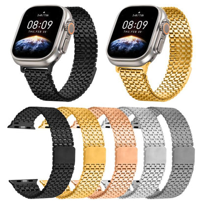 For Apple Watch 42mm / 41mm / 40mm / 38mm Nine-Bead Magnetic Loop Steel Watch Band(Black) by bashfashion