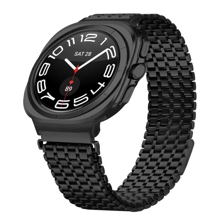 For Samsung Galaxy Watch Ultra 47mm / Ultra 2025 Nine-beads Magnetic Buckle Stainless Steel Watch Band(Black) by bashfashion