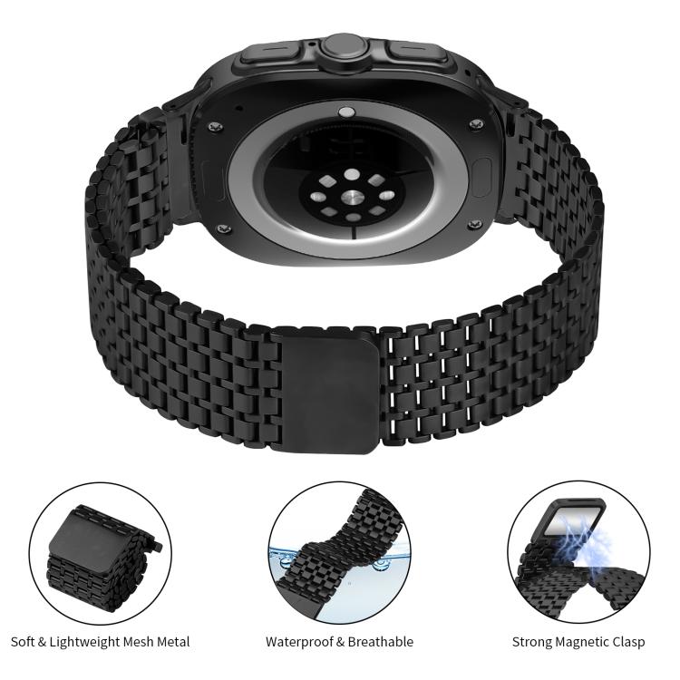 For Samsung Galaxy Watch Ultra 47mm / Ultra 2025 Nine-beads Magnetic Buckle Stainless Steel Watch Band(Black) by bashfashion