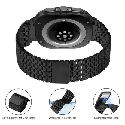 For Samsung Galaxy Watch Ultra 47mm / Ultra 2025 Nine-beads Magnetic Buckle Stainless Steel Watch Band(Black) by bashfashion