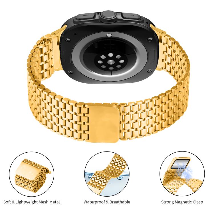 For Samsung Galaxy Watch Ultra 47mm / Ultra 2025 Nine-beads Magnetic Buckle Stainless Steel Watch Band(Gold) by bashfashion