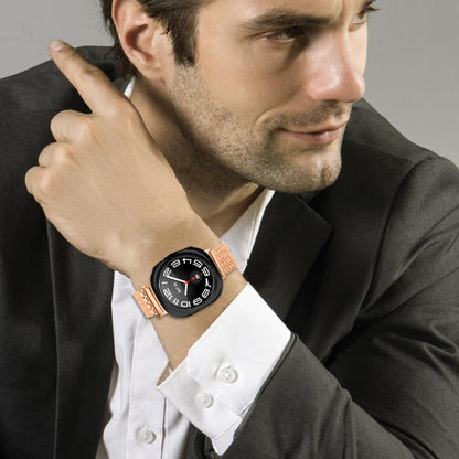 For Samsung Galaxy Watch Ultra 47mm / Ultra 2025 Nine-beads Magnetic Buckle Stainless Steel Watch Band(Rose Gold) by bashfashion