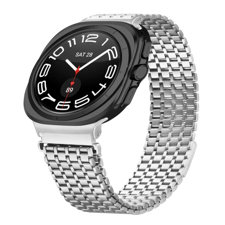 For Samsung Galaxy Watch Ultra 47mm / Ultra 2025 Nine-beads Magnetic Buckle Stainless Steel Watch Band(Silver) by bashfashion