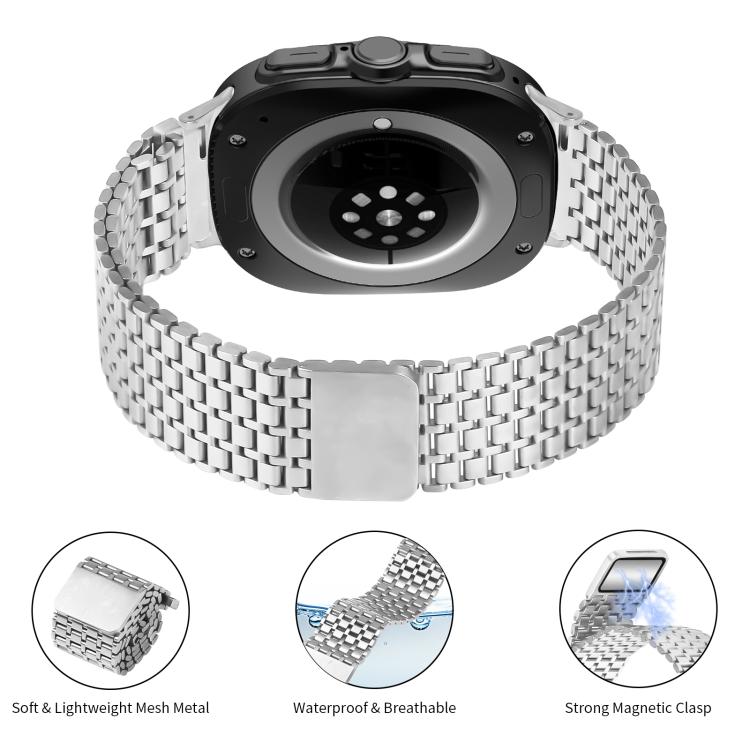 For Samsung Galaxy Watch Ultra 47mm / Ultra 2025 Nine-beads Magnetic Buckle Stainless Steel Watch Band(Silver) by bashfashion