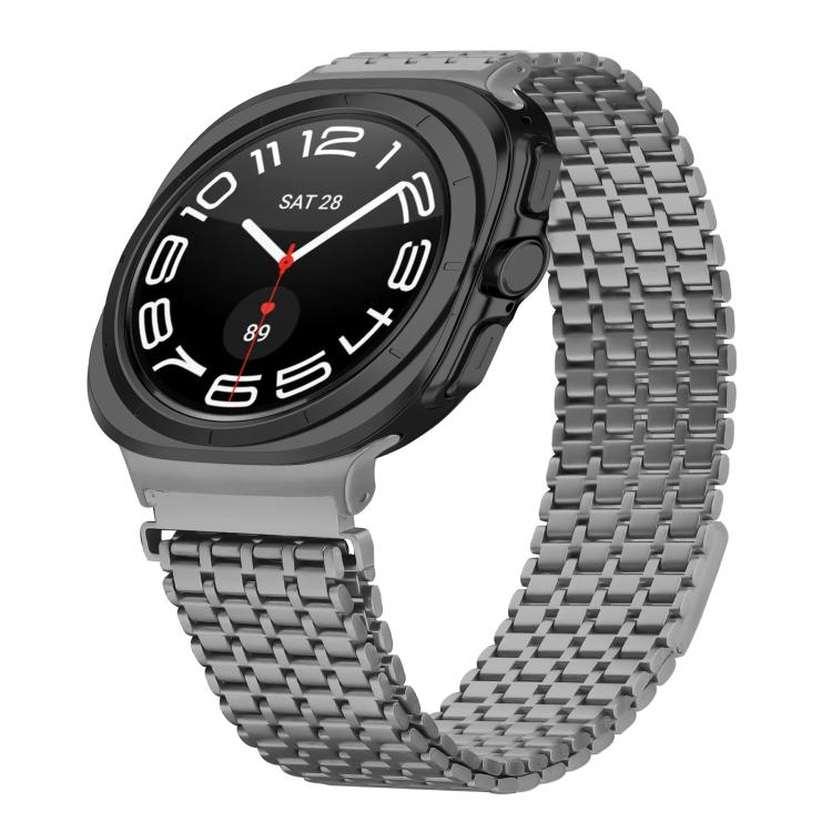 For Samsung Galaxy Watch Ultra 47mm / Ultra 2025 Nine-beads Magnetic Buckle Stainless Steel Watch Band(Titanium Color) by bashfashion