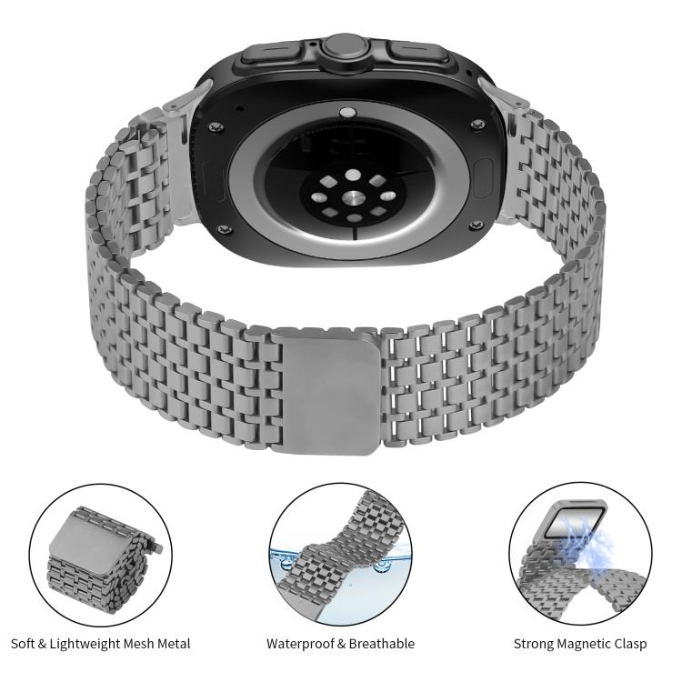 For Samsung Galaxy Watch Ultra 47mm / Ultra 2025 Nine-beads Magnetic Buckle Stainless Steel Watch Band(Titanium Color) by bashfashion