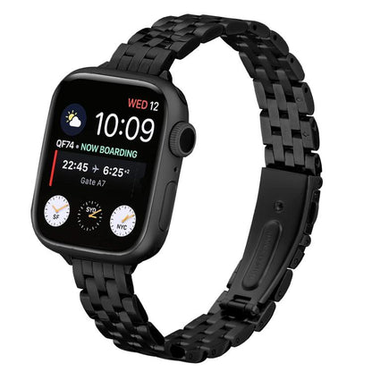 For Apple Watch 46mm / 49mm / 45mm / 44mm Small Waist Slingshot Buckle Steel Watch Band(Black) by bashfashion
