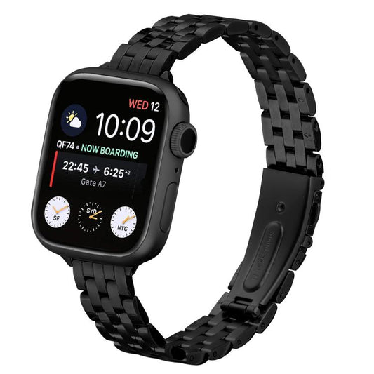 For Apple Watch 46mm / 49mm / 45mm / 44mm Small Waist Slingshot Buckle Steel Watch Band(Black) by bashfashion