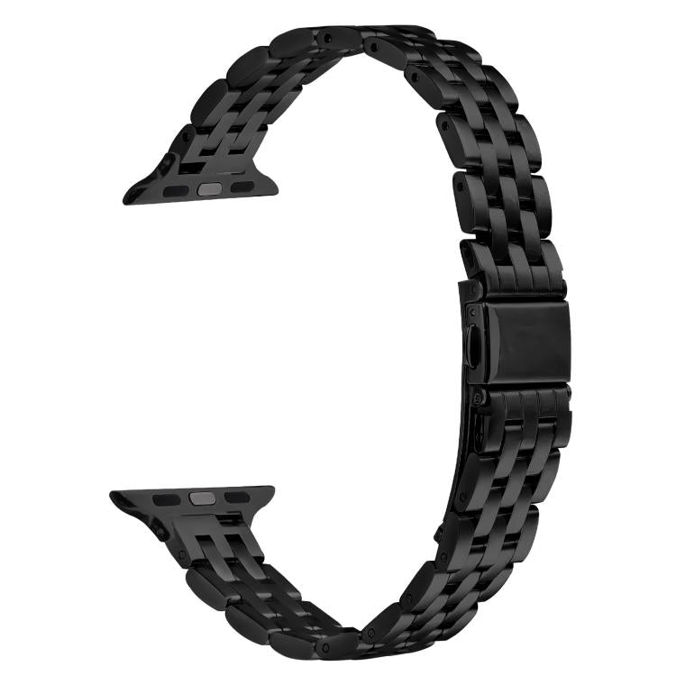 For Apple Watch 46mm / 49mm / 45mm / 44mm Small Waist Slingshot Buckle Steel Watch Band(Black) by bashfashion