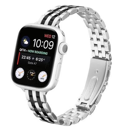For Apple Watch 46mm / 49mm / 45mm / 44mm Small Waist Slingshot Buckle Steel Watch Band(Between Black) by bashfashion