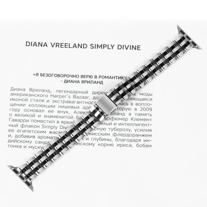 For Apple Watch 46mm / 49mm / 45mm / 44mm Small Waist Slingshot Buckle Steel Watch Band(Between Black) by bashfashion