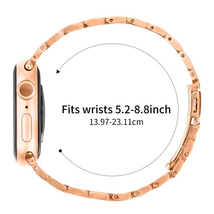 For Apple Watch 46mm / 49mm / 45mm / 44mm Small Waist Slingshot Buckle Steel Watch Band(Rose Gold) by bashfashion