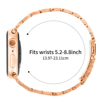 For Apple Watch 46mm / 49mm / 45mm / 44mm Small Waist Slingshot Buckle Steel Watch Band(Rose Gold) by bashfashion