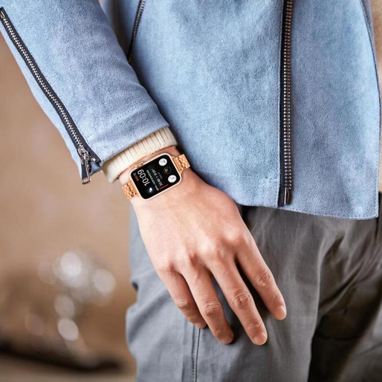 For Apple Watch 46mm / 49mm / 45mm / 44mm Small Waist Slingshot Buckle Steel Watch Band(Rose Gold) by bashfashion