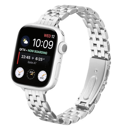 For Apple Watch 46mm / 49mm / 45mm / 44mm Small Waist Slingshot Buckle Steel Watch Band(Silver) by bashfashion