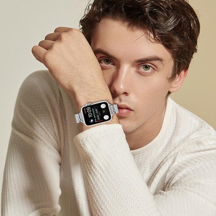 For Apple Watch 46mm / 49mm / 45mm / 44mm Small Waist Slingshot Buckle Steel Watch Band(Silver) by bashfashion